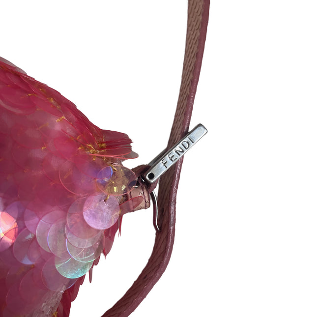 Sold Fendi Baguette Pink Translucent Circular Sequins with Python-skin Leather Strap