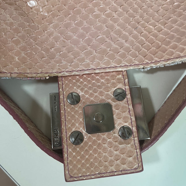 Sold Fendi Baguette Pink Translucent Circular Sequins with Python-skin Leather Strap