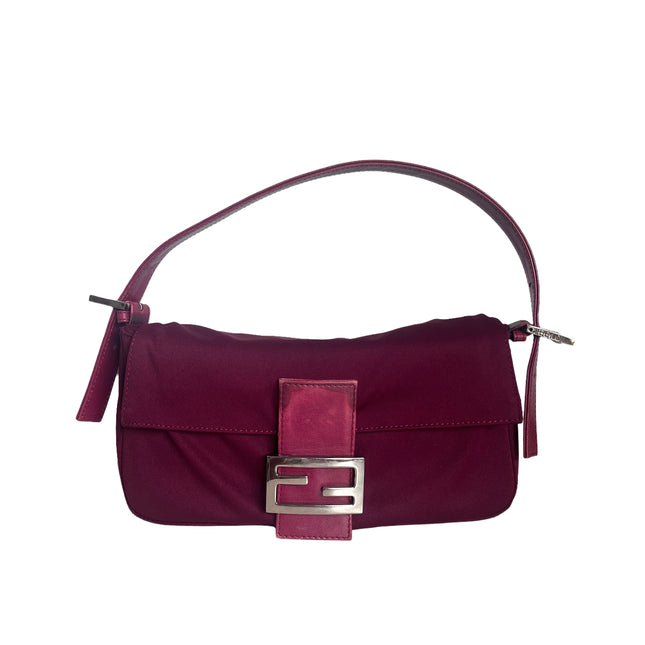 FENDI Baguette Raspberry Pink Cloth Shoulder Bag-Luxbags