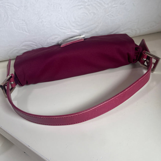 Sold FENDI Baguette Raspberry Pink Cloth Shoulder Bag