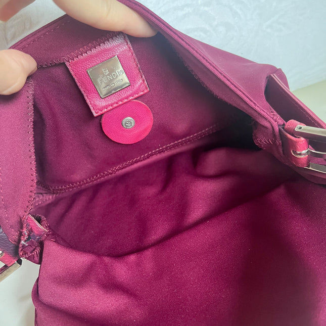 Sold FENDI Baguette Raspberry Pink Cloth Shoulder Bag
