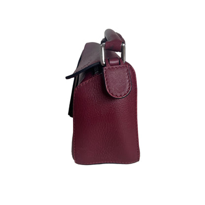 Loewe Puzzle Mini Burgundy Calfskin Leather Crossbody Bag