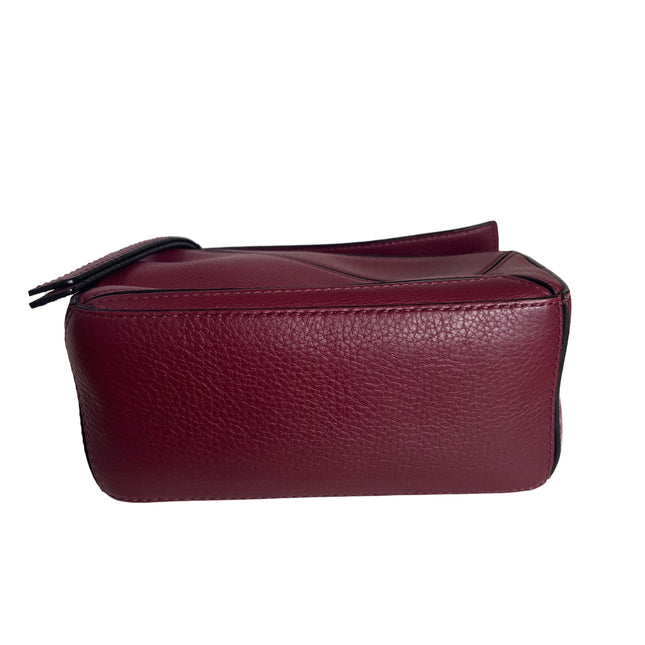 Sold Loewe Puzzle Mini Burgundy Calfskin Leather Crossbody Bag