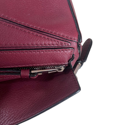Sold Loewe Puzzle Mini Burgundy Calfskin Leather Crossbody Bag