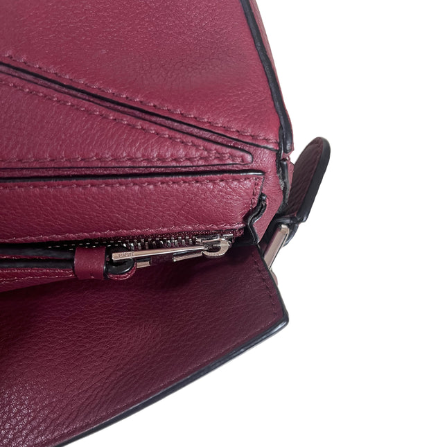 Sold Loewe Puzzle Mini Burgundy Calfskin Leather Crossbody Bag