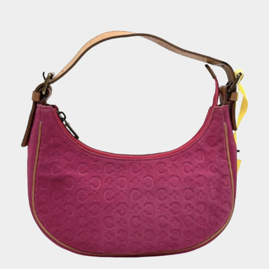 Celine Ava Hobo Pink Fuschia Suede Leather Vintage Shoulder Bag-Luxbags