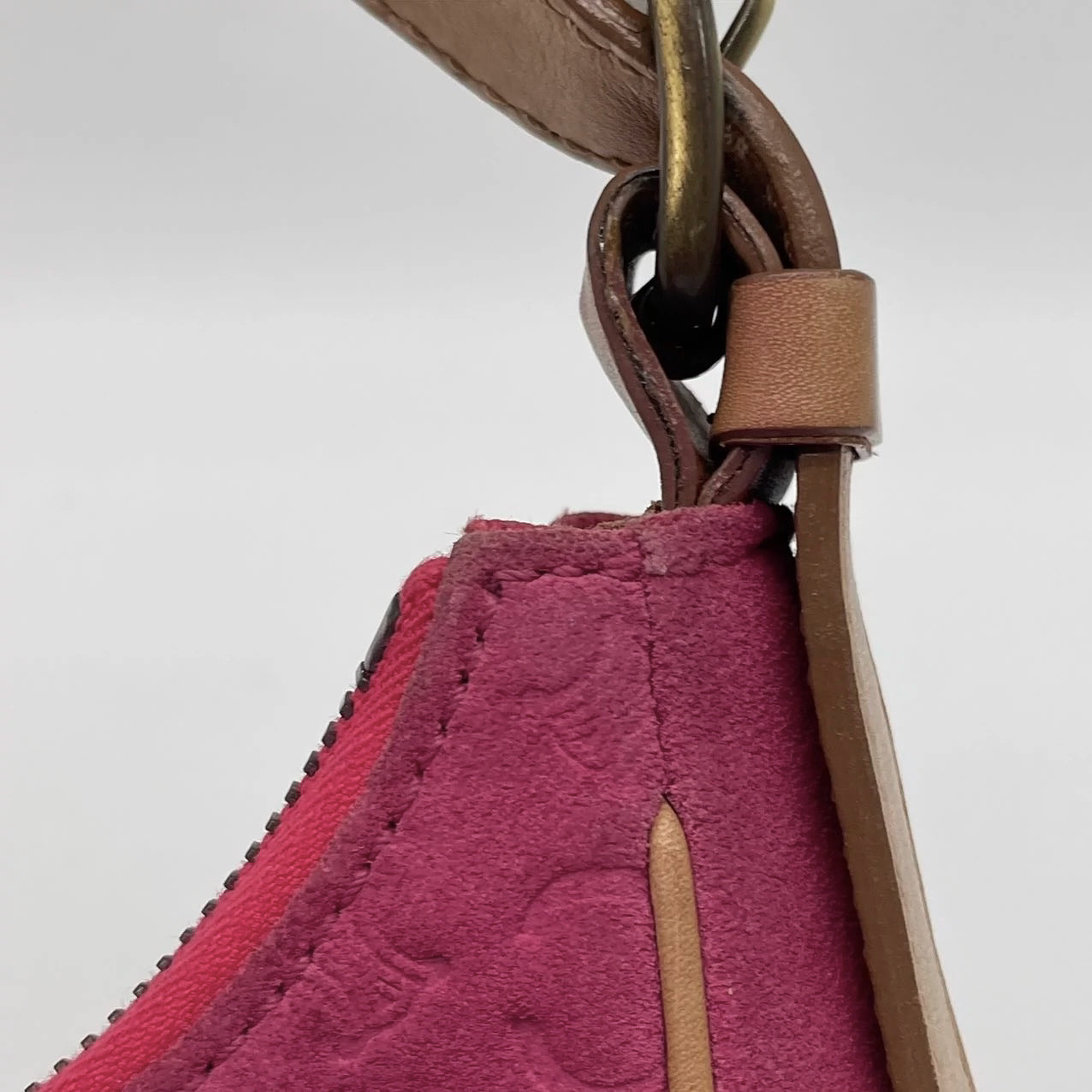 Celine Ava Hobo Pink Fuschia Suede Leather Vintage Shoulder Bag