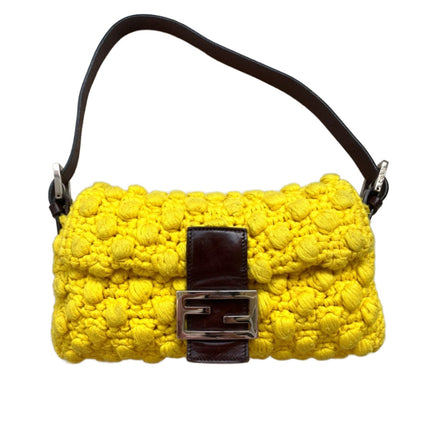 Sold Fendi Baguette Bag Yellow Wool Pompom Shoulder Bag-Luxbags