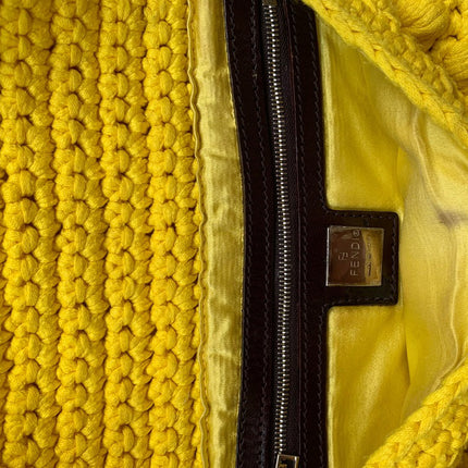 Sold Fendi Baguette Bag Yellow Wool Pompom Shoulder Bag