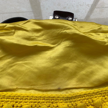 Sold Fendi Baguette Bag Yellow Wool Pompom Shoulder Bag