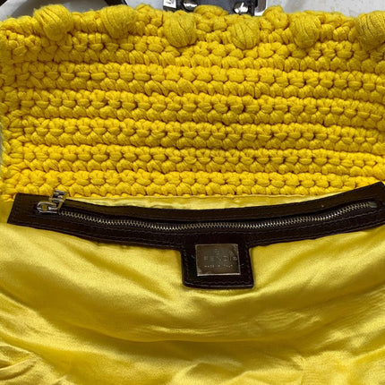 Sold Fendi Baguette Bag Yellow Wool Pompom Shoulder Bag