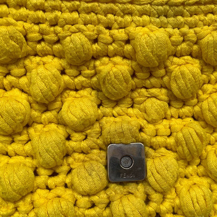 Sold Fendi Baguette Bag Yellow Wool Pompom Shoulder Bag