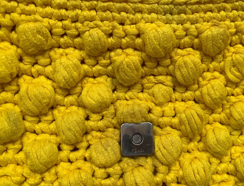 Sold Fendi Baguette Bag Yellow Wool Pompom Shoulder Bag