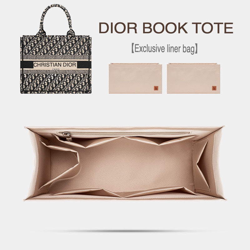 Organiser Insert fit for Dior Book Tote - Fabric with Zipper Option-Luxbags