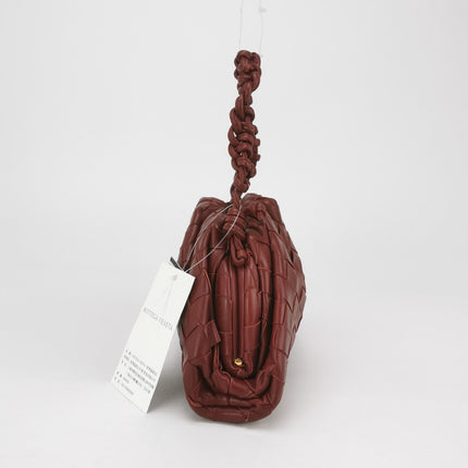 Bottega Veneta Pouch Mini Intrecciato Burgundy Lambskin Leather Crossbody Bag