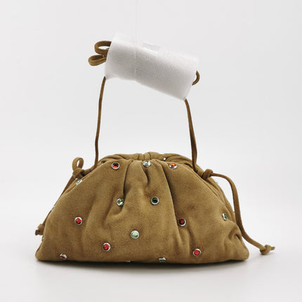 Bottega Veneta Pouch Mini Brown Suede with Multicolor Gems