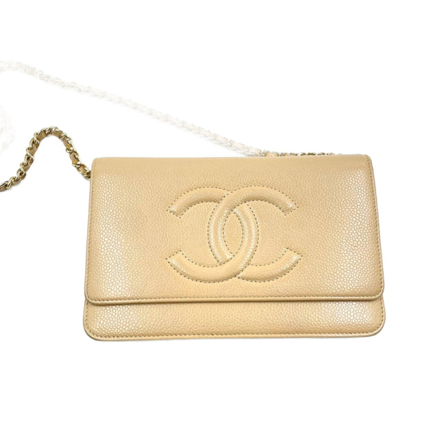 Chanel Wallet on Chain WOC Double CC Beige Caviar Leather-Luxbags