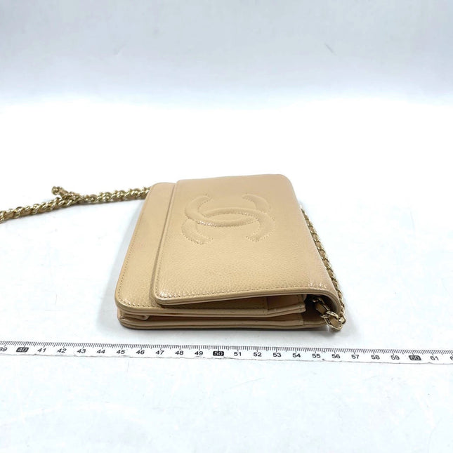 Sold Chanel Wallet on Chain WOC Double CC Beige Caviar Leather