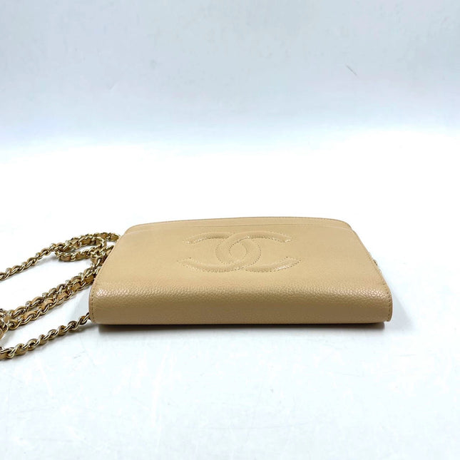 Sold Chanel Wallet on Chain WOC Double CC Beige Caviar Leather