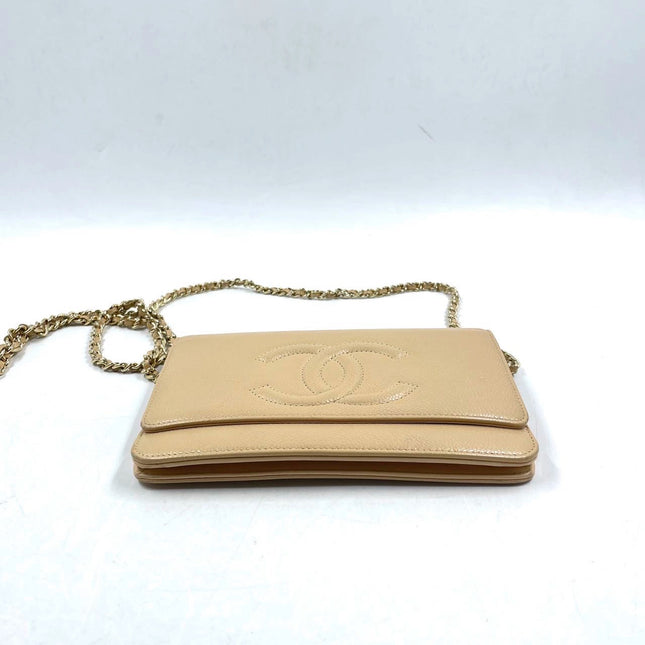 Sold Chanel Wallet on Chain WOC Double CC Beige Caviar Leather