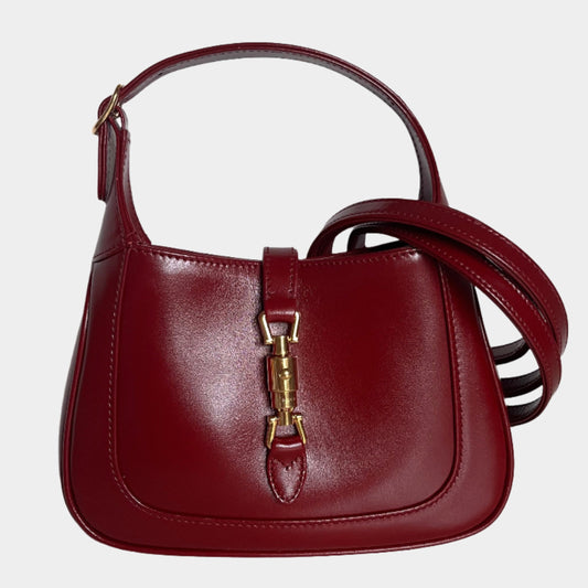 Gucci Jackie 1961 Mini Burgundy Leather Bag Two Way Carry Never Worn-Luxbags