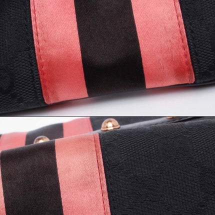 Gucci Horsebit 1955 Chain Shoulder bag Black monogram with Pink silk stripe