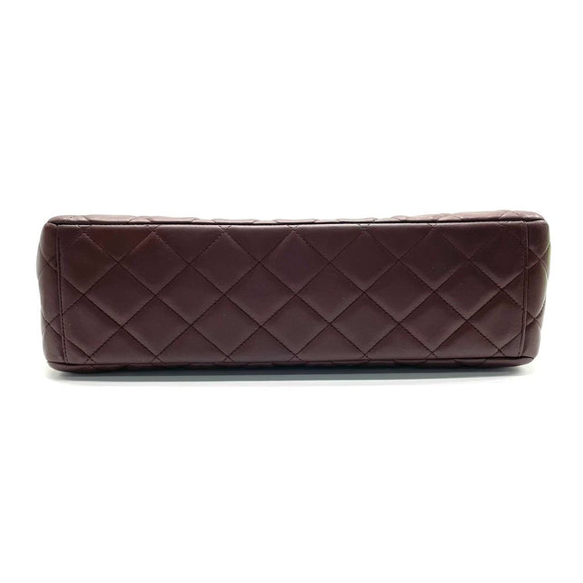 Chanel Classic Flap Maxi Chocolate Brown Lambskin Leather Single Flap Gold Hardware