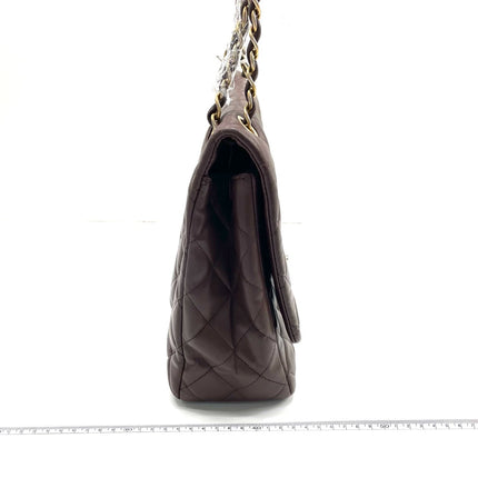 Chanel Classic Flap Maxi Chocolate Brown Lambskin Leather Single Flap Gold Hardware