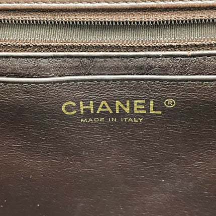 Chanel Classic Flap Maxi Chocolate Brown Lambskin Leather Single Flap Gold Hardware