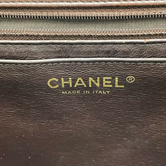 Chanel Classic Flap Maxi Chocolate Brown Lambskin Leather Single Flap Gold Hardware