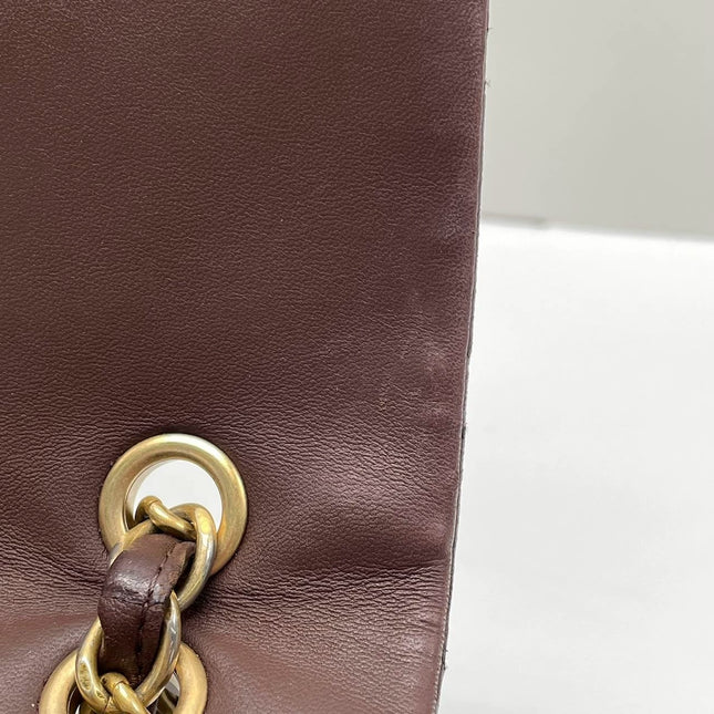 Chanel Classic Flap Maxi Chocolate Brown Lambskin Leather Single Flap Gold Hardware
