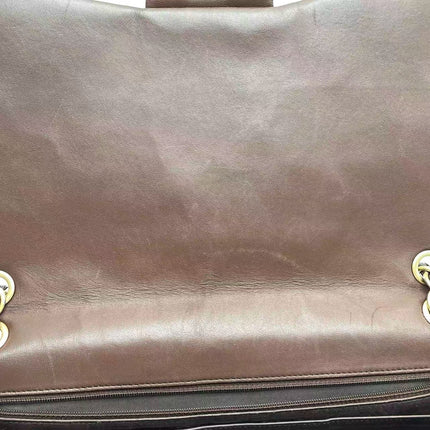 Chanel Classic Flap Maxi Chocolate Brown Lambskin Leather Single Flap Gold Hardware