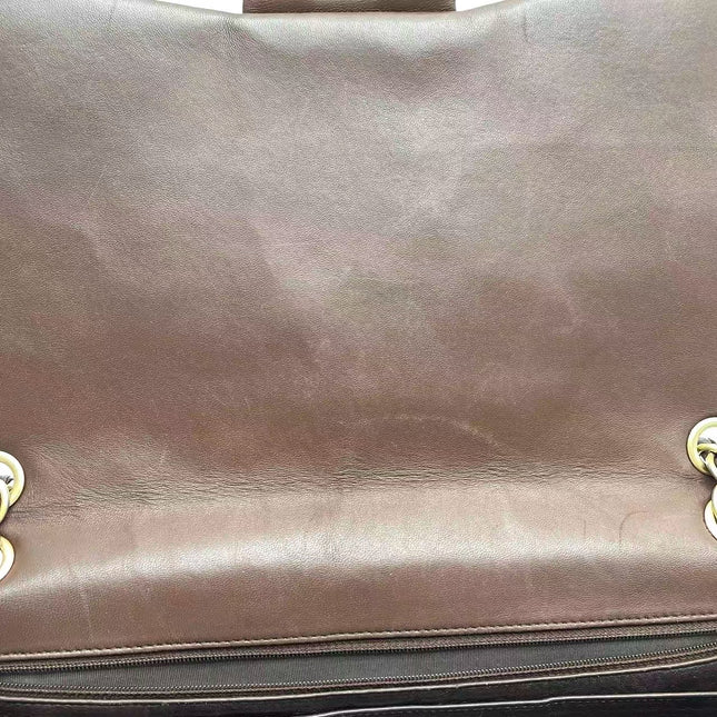Chanel Classic Flap Maxi Chocolate Brown Lambskin Leather Single Flap Gold Hardware