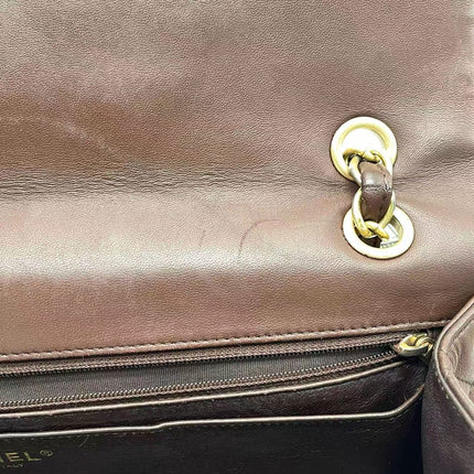 Chanel Classic Flap Maxi Chocolate Brown Lambskin Leather Single Flap Gold Hardware