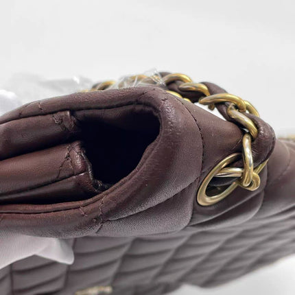 Chanel Classic Flap Maxi Chocolate Brown Lambskin Leather Single Flap Gold Hardware