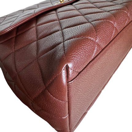 Sold Chanel Vintage Top Handle Kelly Dark Caramel Flap Bag Caviar Leather 24k Gold Plated Hardware, 2000-2002