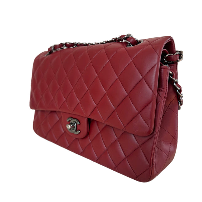 Chanel Classic Flap Burgundy Lambskin Leather Gunmetal Grey HW, 2011-2012
