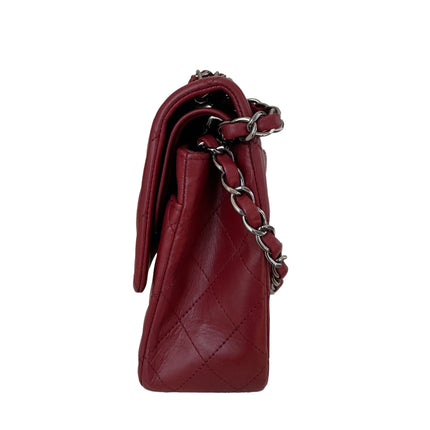 Chanel Classic Flap Burgundy Lambskin Leather Gunmetal Grey HW, 2011-2012
