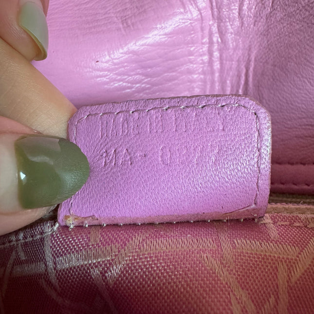 Sold Lady Dior Vintage Mini Pink Suede with Yellow Gold-tone Hardware