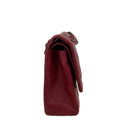 Chanel Classic Flap Burgundy Lambskin Leather Gunmetal Grey HW, 2011-2012