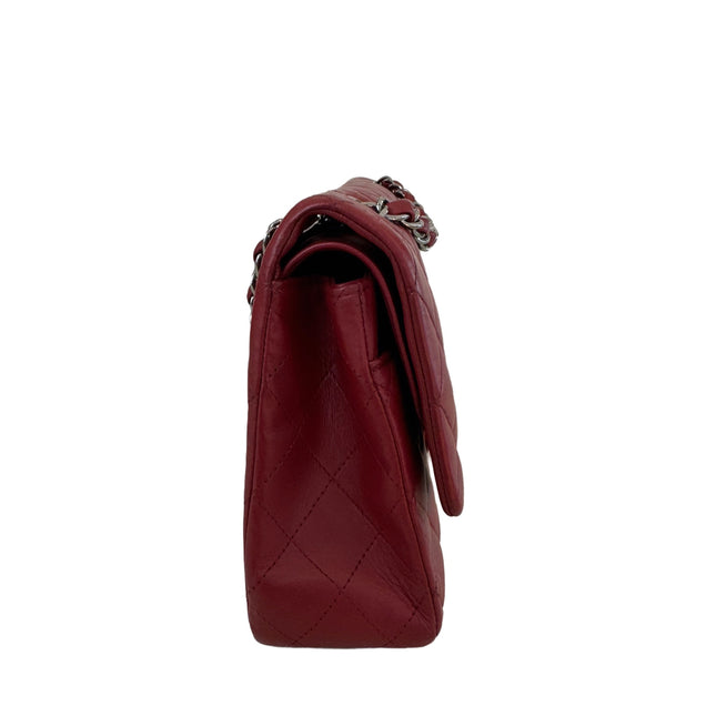 Chanel Classic Flap Burgundy Lambskin Leather Gunmetal Grey HW, 2011-2012