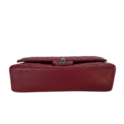 Chanel Classic Flap Burgundy Lambskin Leather Gunmetal Grey HW, 2011-2012
