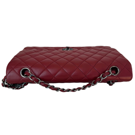 Chanel Classic Flap Burgundy Lambskin Leather Gunmetal Grey HW, 2011-2012