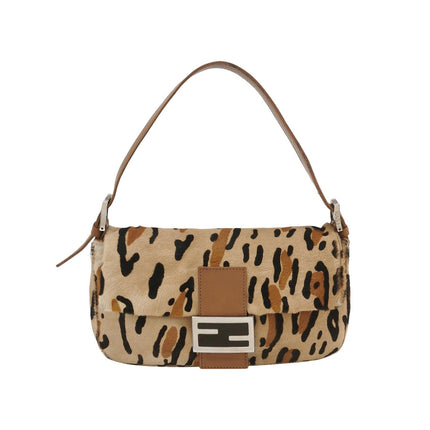 Fendi Baguette Pony hair in leopard print Brown-Luxbags