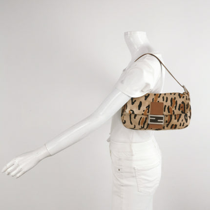 Fendi Baguette Vintage Pony hair in leopard print Brown