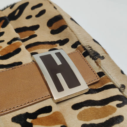 Fendi Baguette Vintage Pony hair in leopard print Brown