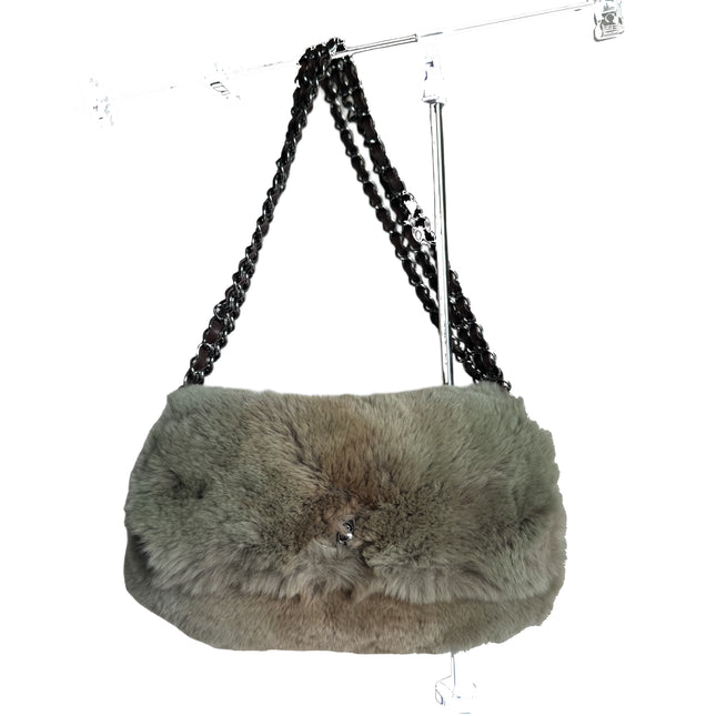 Chanel Fur Flap Bag Brown Grey Chincilla Bag Multi-Layer Chain-Luxbags