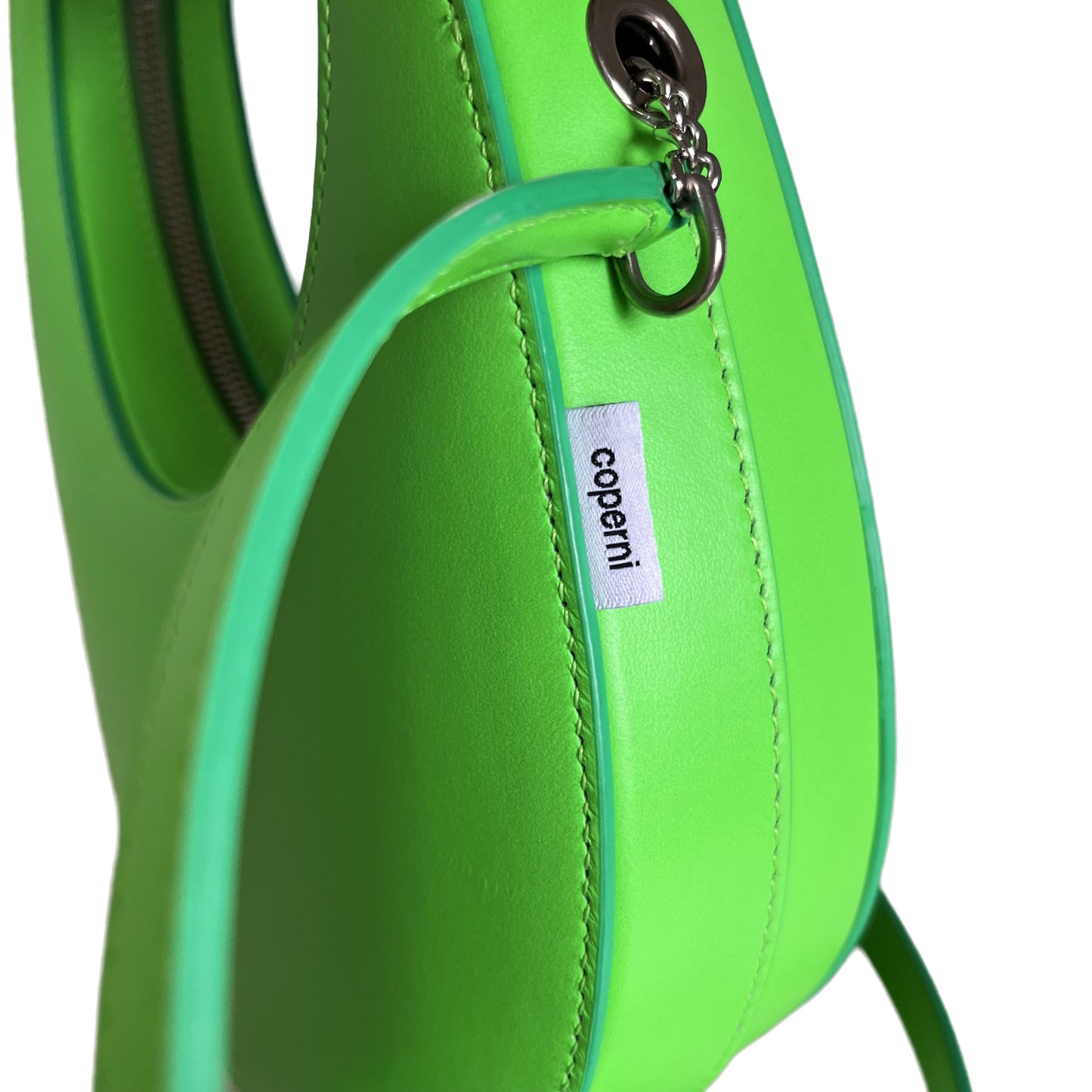 Coperni Mini Swipe Bag Neon Green Leather Bag with Strap