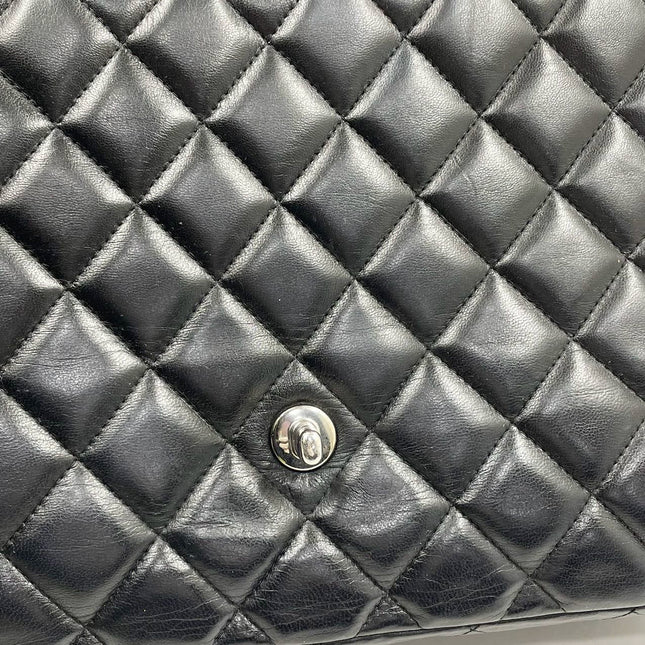 Sold Chanel Classic Flap Jumbo Large Black Lambskin Leather with Silver hardware