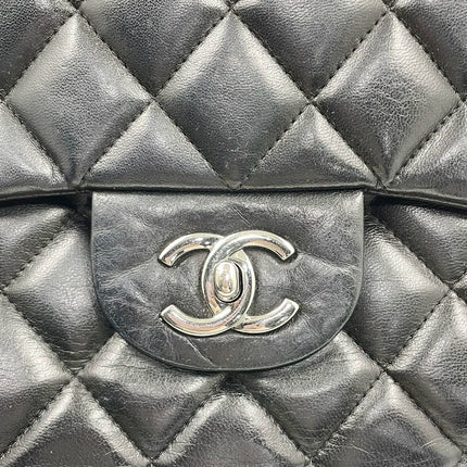 Sold Chanel Classic Flap Jumbo Large Black Lambskin Leather with Silver hardware